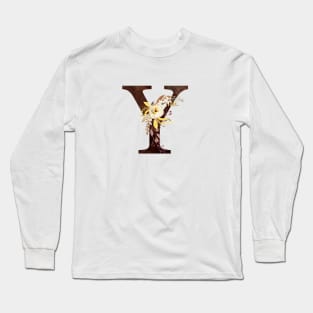 Floral Monogram Y Lovely Autumn Foliage Long Sleeve T-Shirt